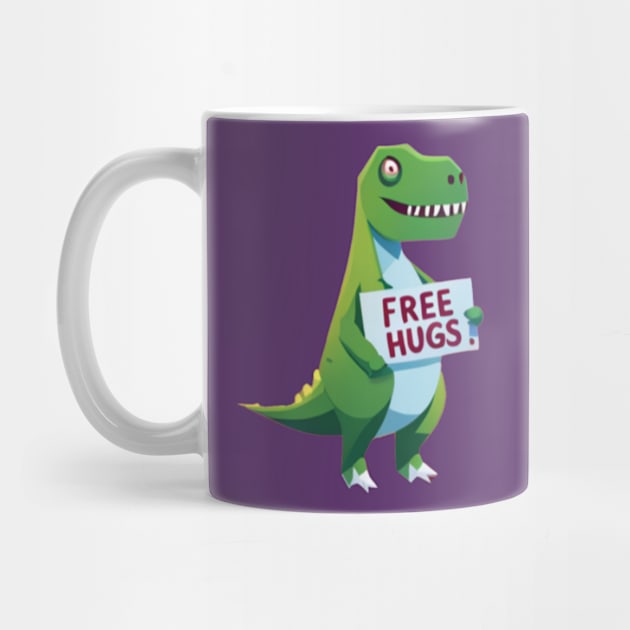 T Rex "Free Hugs" Tee, Hilarious Dinosaur Graphic Shirt, Perfect for Casual Outings, Fun Birthday Gift for Dino Lover by TeeGeek Boutique